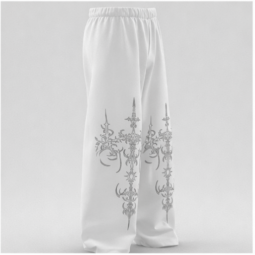 Ivory Gothic Cross Baggy Pants