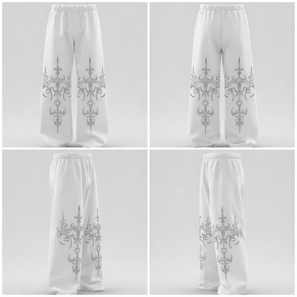 Ivory Gothic Cross Baggy Pants