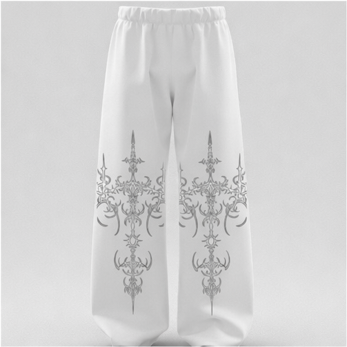Ivory Gothic Cross Baggy Pants
