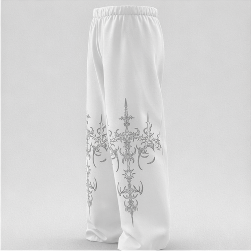 Ivory Gothic Cross Baggy Pants