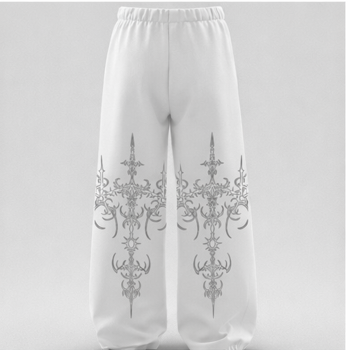Ivory Gothic Cross Baggy Pants