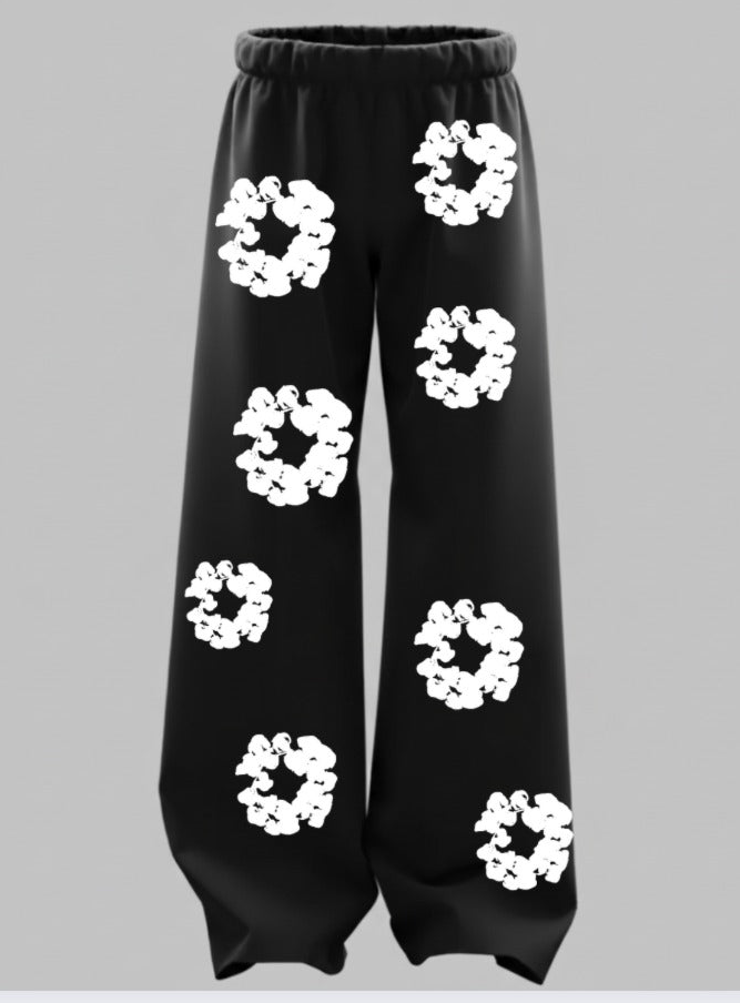 Snapter black straight-fit baggy pants